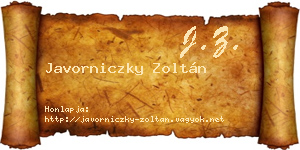 Javorniczky Zoltán névjegykártya